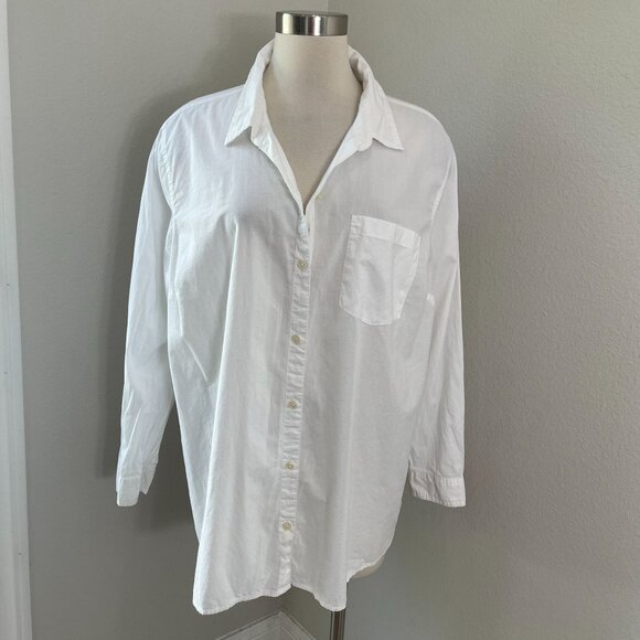 Old Navy Womens Plus 2X White Cotton The Classic Shirt Button Up Long Sleeve - Picture 1 of 8